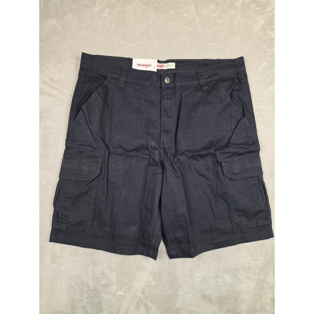 Wrangler Cargo Short Mens 38 Black Regular Fit Utility Triple Needle 1908999